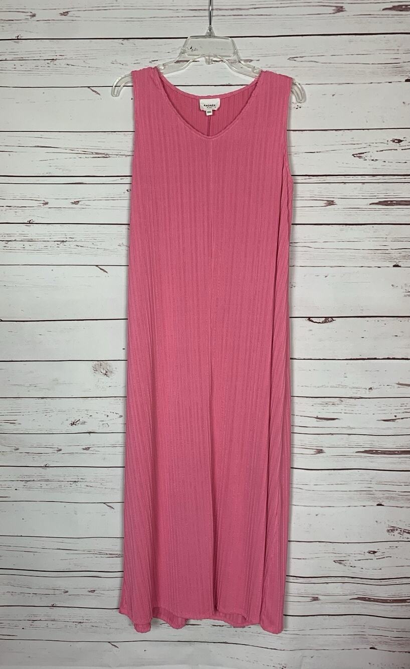 Andree for Anthropologie Women’s S Small Pink Sleeveless Ribbed Long Maxi Dress